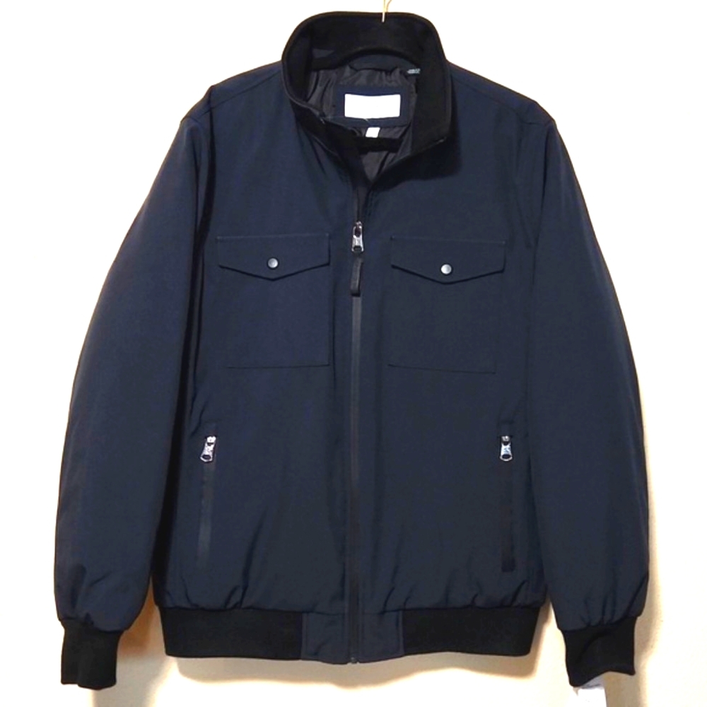 NWT! Calvin Klein Infinite Stretch Water Resistant Bomber Jacket Blue Medium